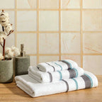 Σετ Πετσέτες Μπάνιου 3τμχ. Homelovers Organic 30X30+50X80+70X130 White Turquoise